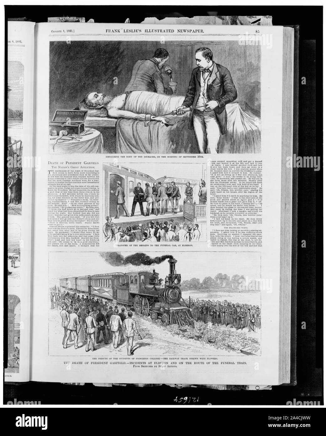 La mort du Président Garfield - incidents à Elberon et sur la route de le train funéraire / à partir de croquis par le personnel des artistes. Banque D'Images