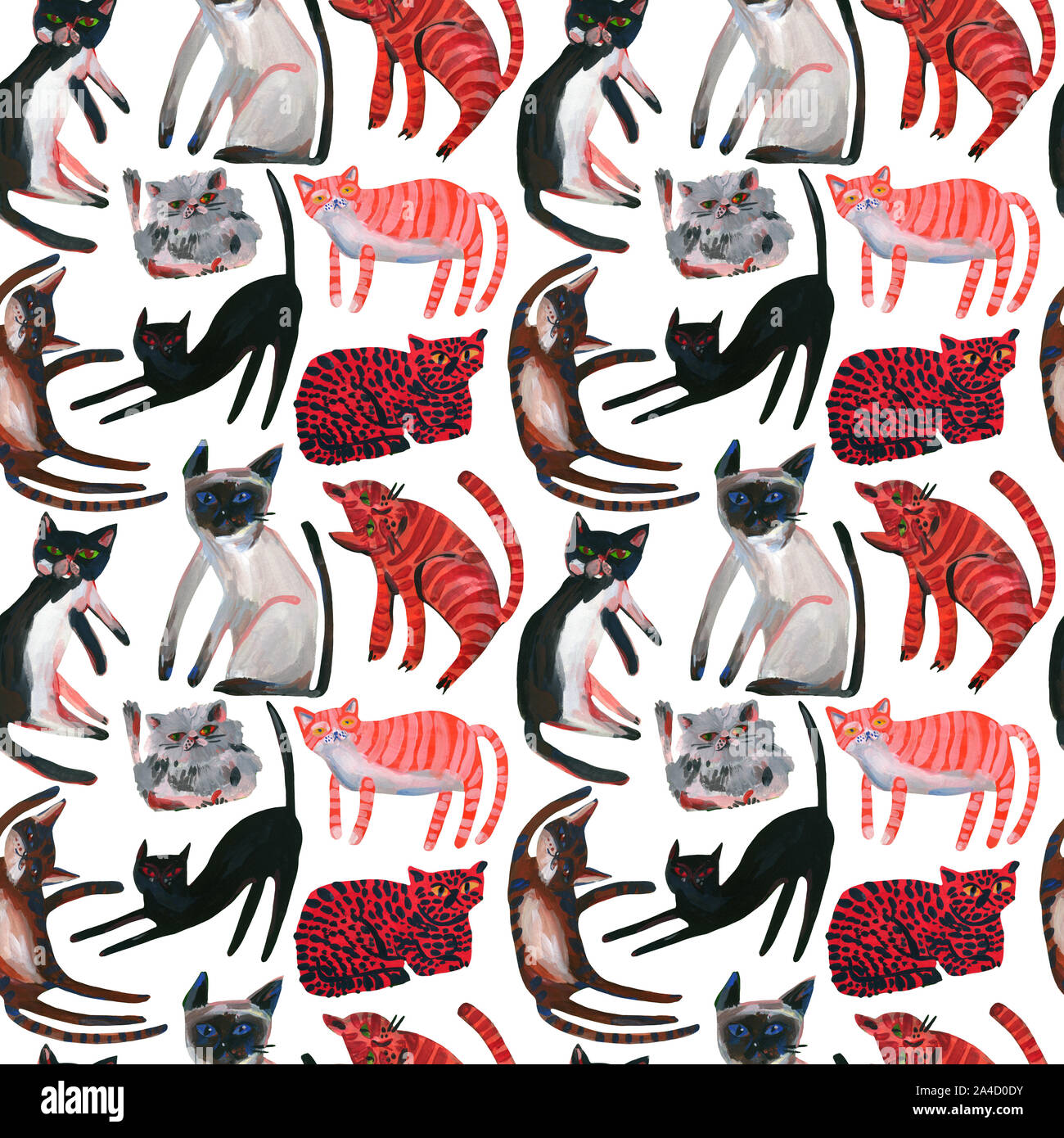 Aquarelle cute cats motif transparent. Sweet cat art fond. Conception de pépinière dans un style scandinave. Contexte Les enfants peints à la main pour l'industrie textile, fabri Banque D'Images