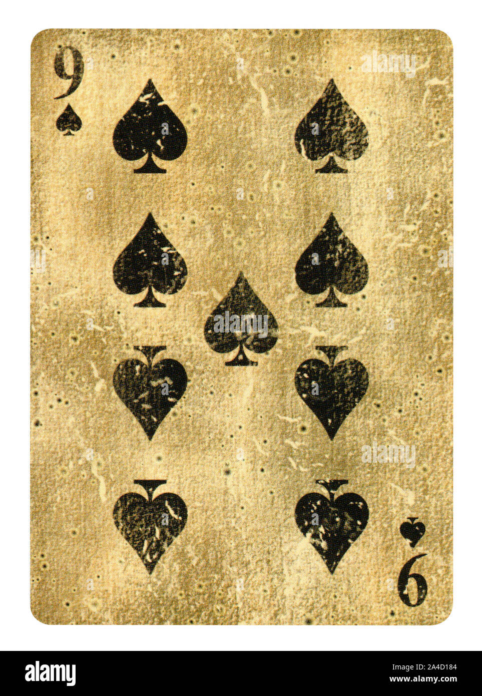 Neuf de pique jeu de carte - isolated on white Banque D'Images
