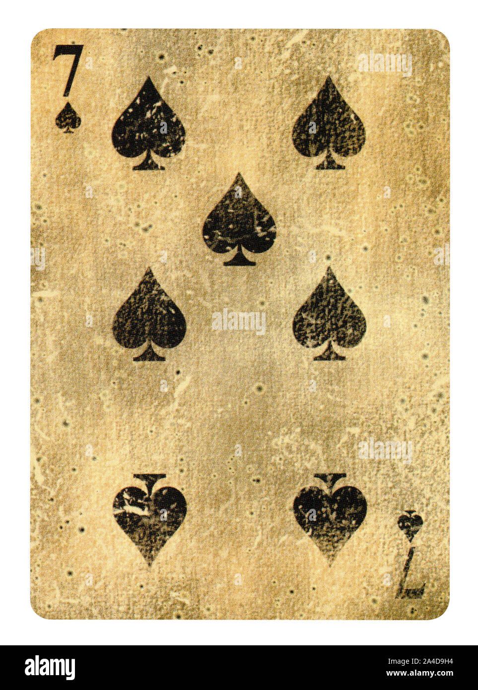 Sept de pique jeu de carte - isolated on white Banque D'Images