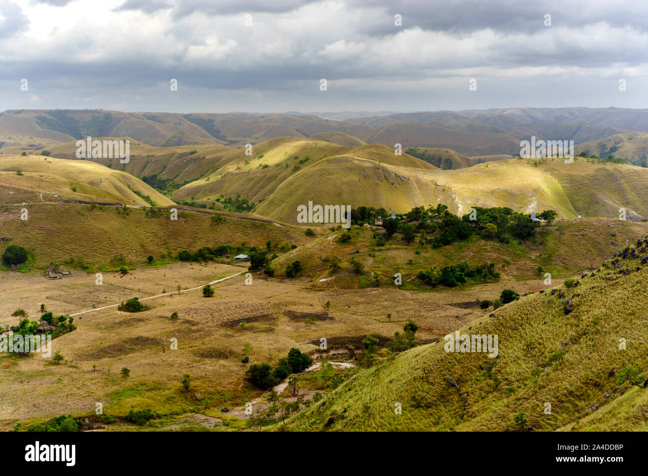Paysage rural, Tanggedu, Sumba-est, East Nusa Tengara, Indonésie Banque D'Images