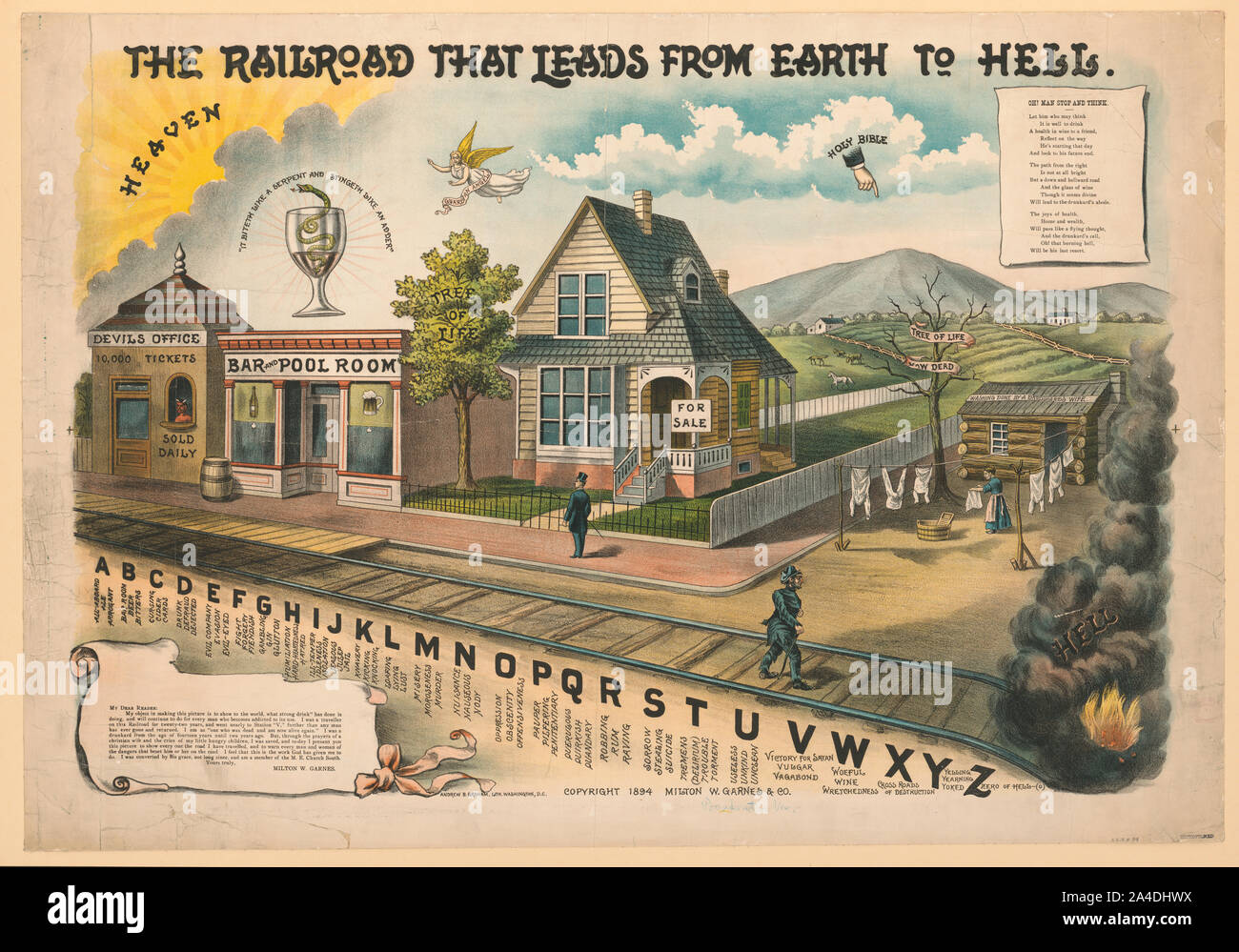 Le chemin de fer qui mène de la terre à l'enfer / Andrew B. Graham, Lith. Washington, D.C. Banque D'Images
