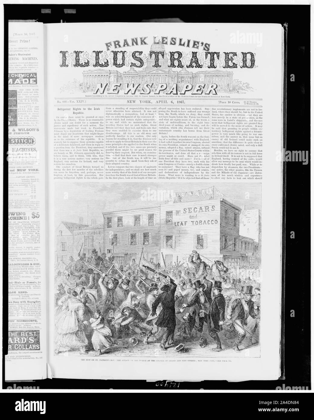 L'émeute le jour de la Saint-Patrick - l'attaque de la police à l'angle des rues Pitt et Grand, New York City Banque D'Images