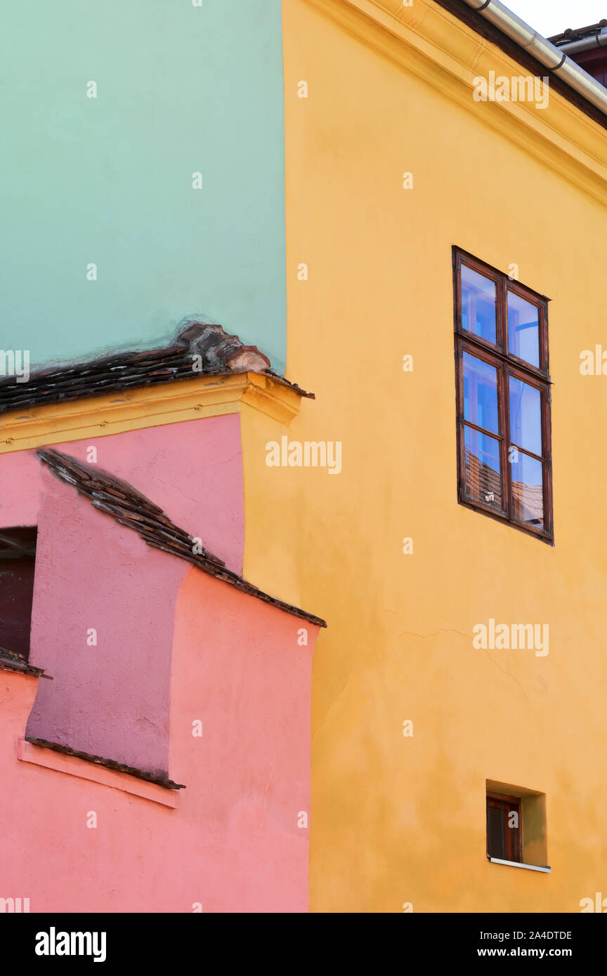 Abstract maisons colorées à Sighisoara Roumanie Banque D'Images