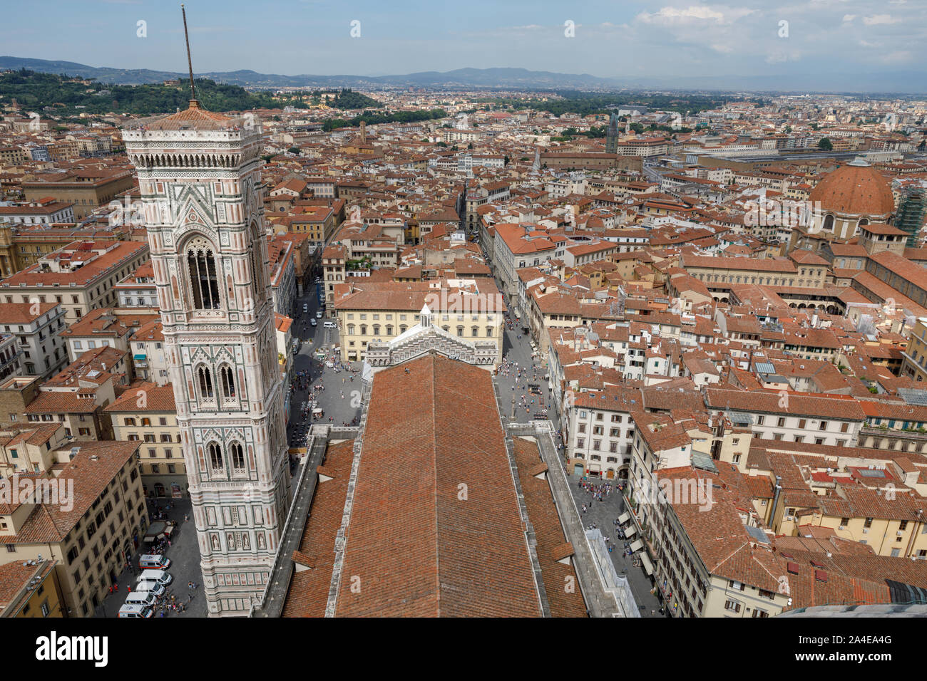 Vue Aérienne Vue panoramique de la ville de Florence et Giotto's Campanile campanile qui fait partie du complexe de la cathédrale de Florence (Cattedrale di Santa Maria de Banque D'Images
