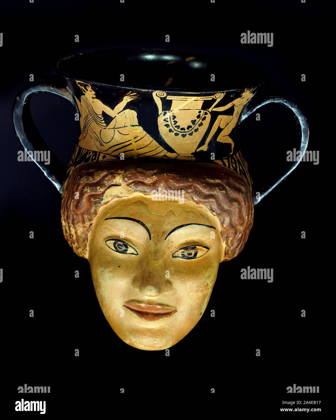 Canthare en forme de tête féminine autour de 510 - 500 avant J.-C. Athènes, H.16.70 cm, Grec, Grèce, Banque D'Images