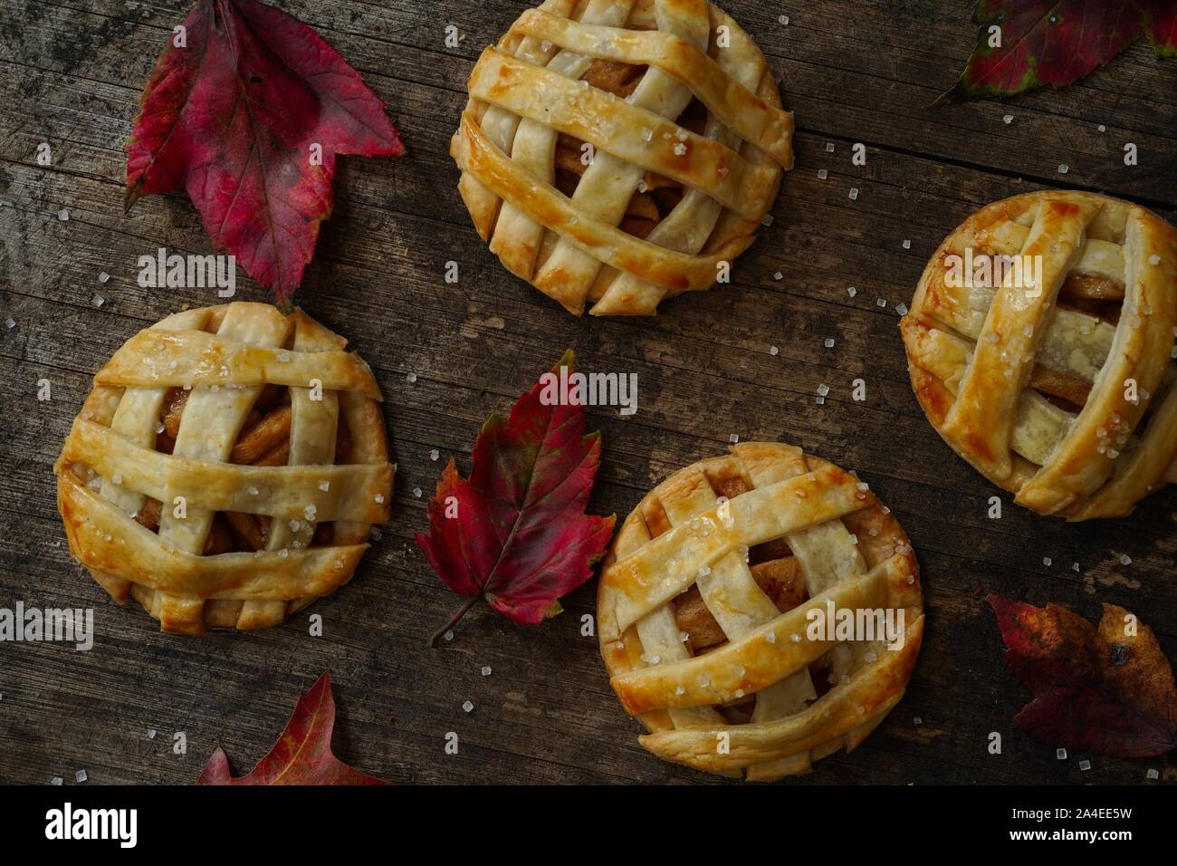 Tarte aux pommes faite maison lattice cookies vue aérienne / desserts Thanksgiving Banque D'Images