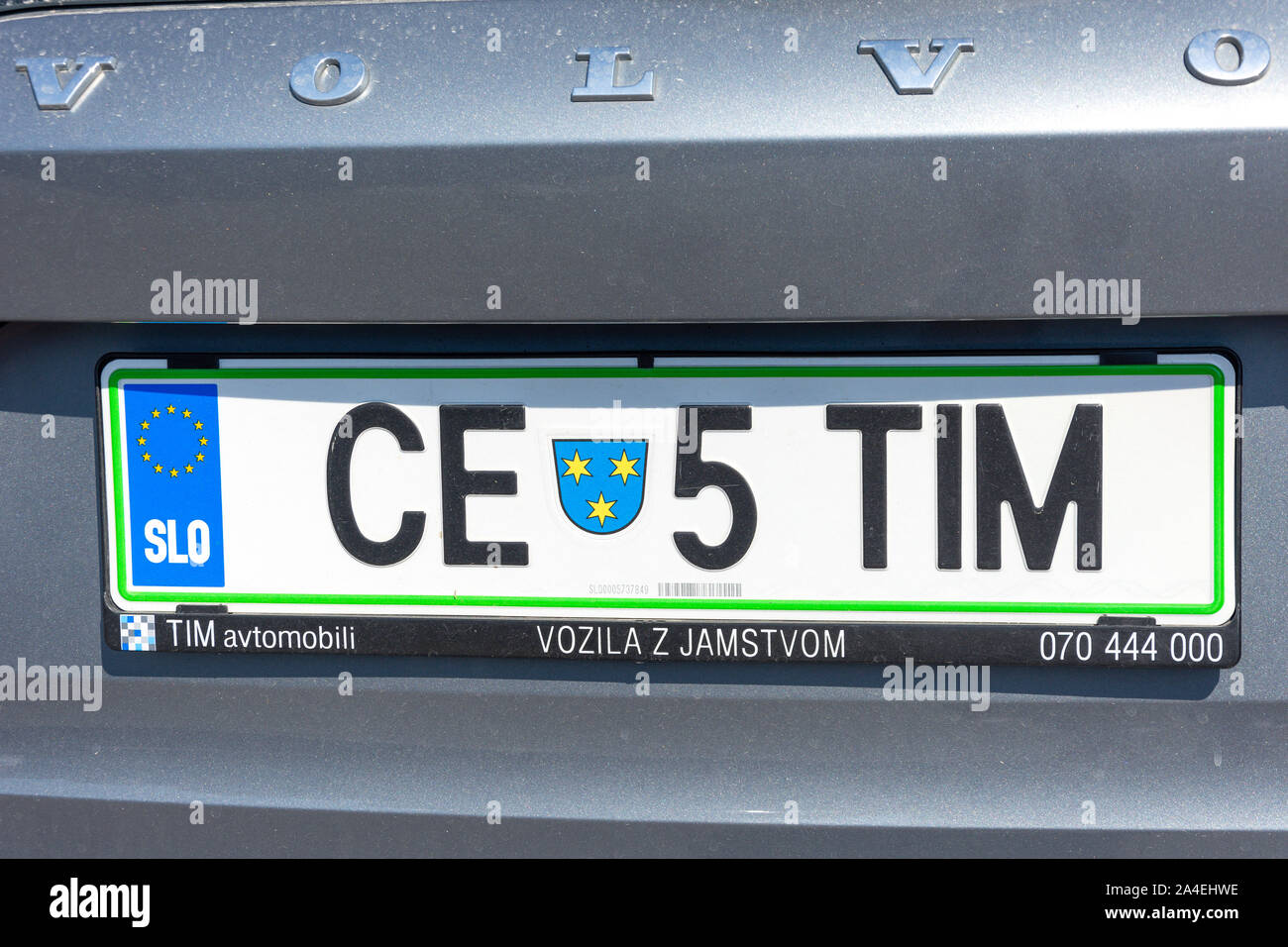La plaque de numéro de voiture slovène, Vieille Ville, Ljubljana, Slovénie Banque D'Images