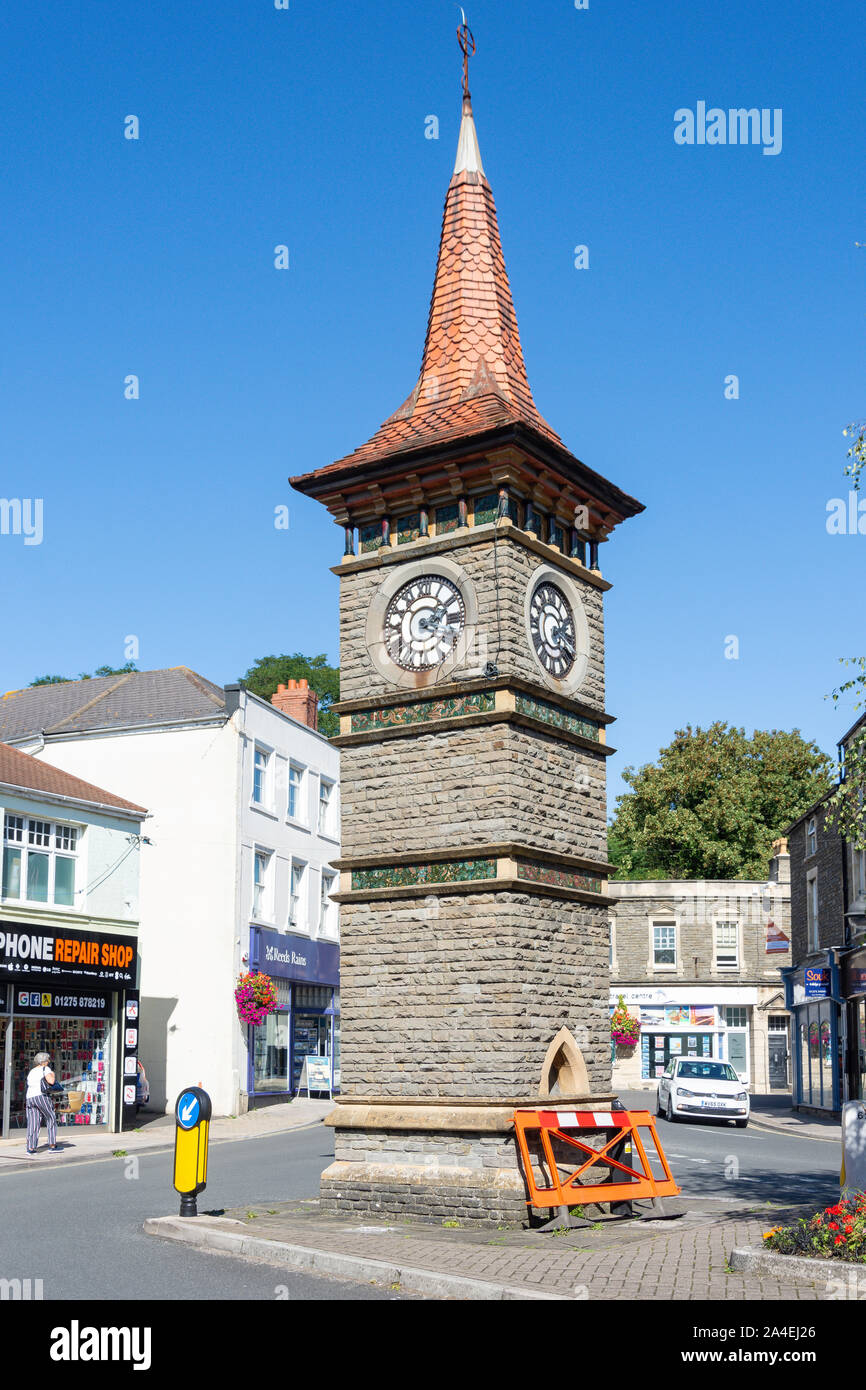 La tour de l'horloge, le triangle, Clevedon, Somerset, England, United Kingdom Banque D'Images