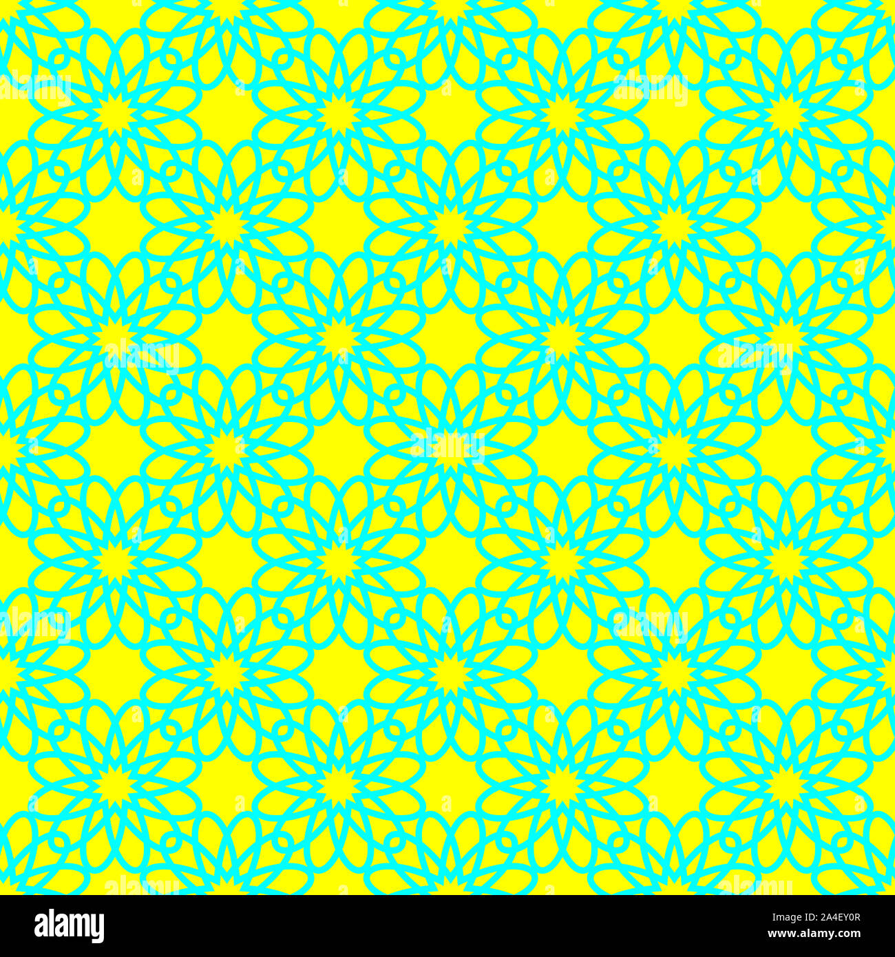 Motif floral de cyan transparent sur le fond jaune néon Banque D'Images