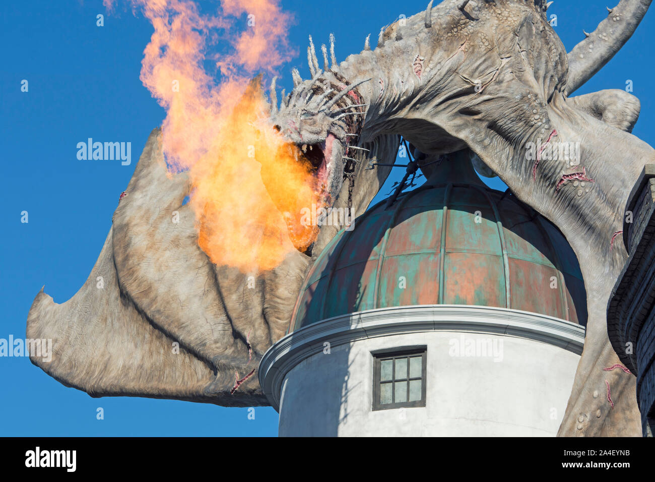Dragon de feu de Gringotts, Chemin de Traverse, Wizarding World of Harry Potter, le complexe Universal Studios Orlando, Floride, USA Banque D'Images