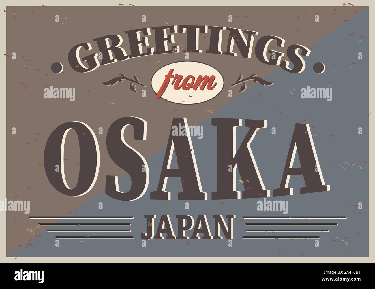 Osaka Japon Retro Vintage tin sign signe souvenir vecteur ou une carte postale des modèles. Thème du voyage. Illustration de Vecteur