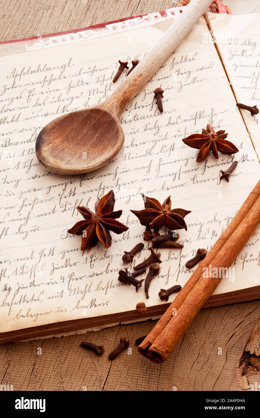 Ma grand-mère recettes manuscrites Banque D'Images