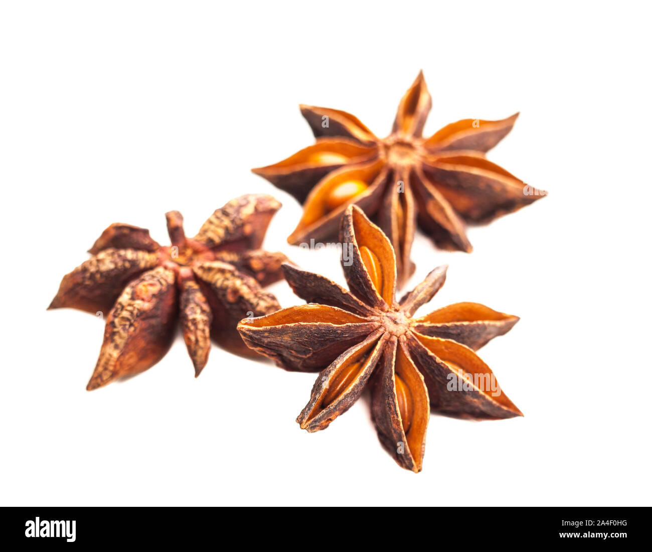 Trois étoiles d'anis isolé sur fond blanc Banque D'Images