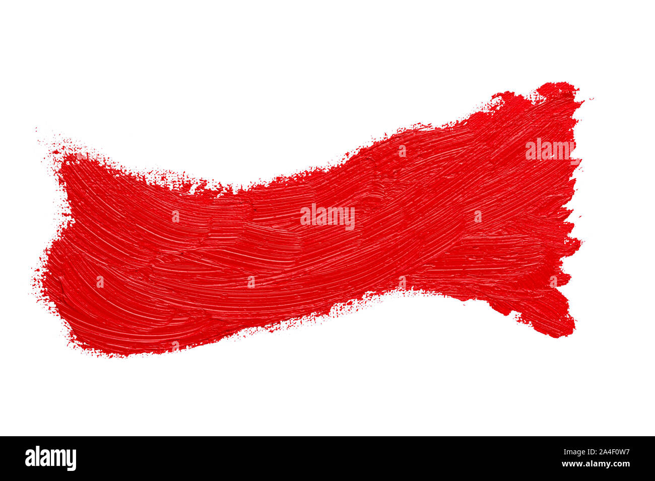 Résumé rouge véritable peinture à l'huile pinceau isolé sur fond blanc, peint avec de l'huile à la main de couleur rouge. Banque D'Images