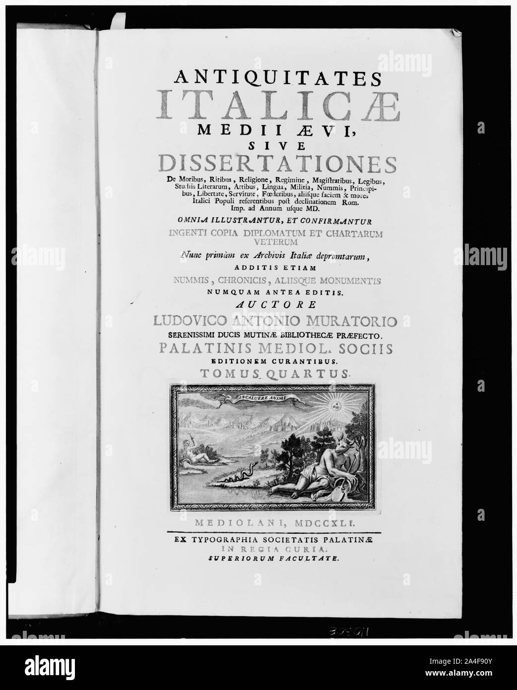Page de titre avec vignette de scène allégorique Banque D'Images