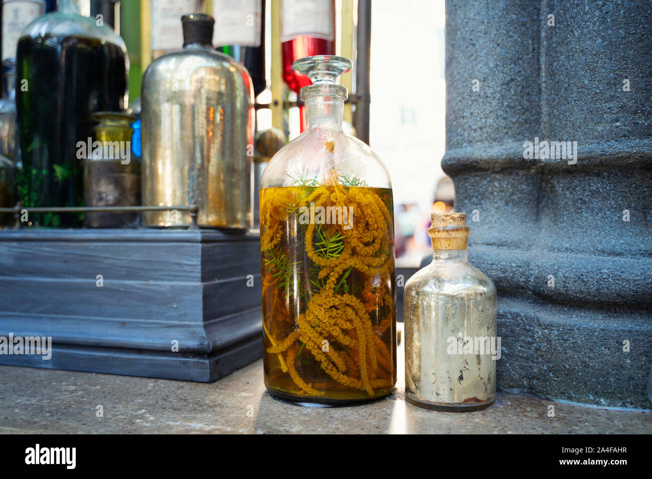 L'Eternelle de l'élixir d'un kiosque, des boissons rafraîchissantes et de potions, Wizarding World of Harry Potter, Chemin de Traverse, Universal Studios, Orlando Banque D'Images