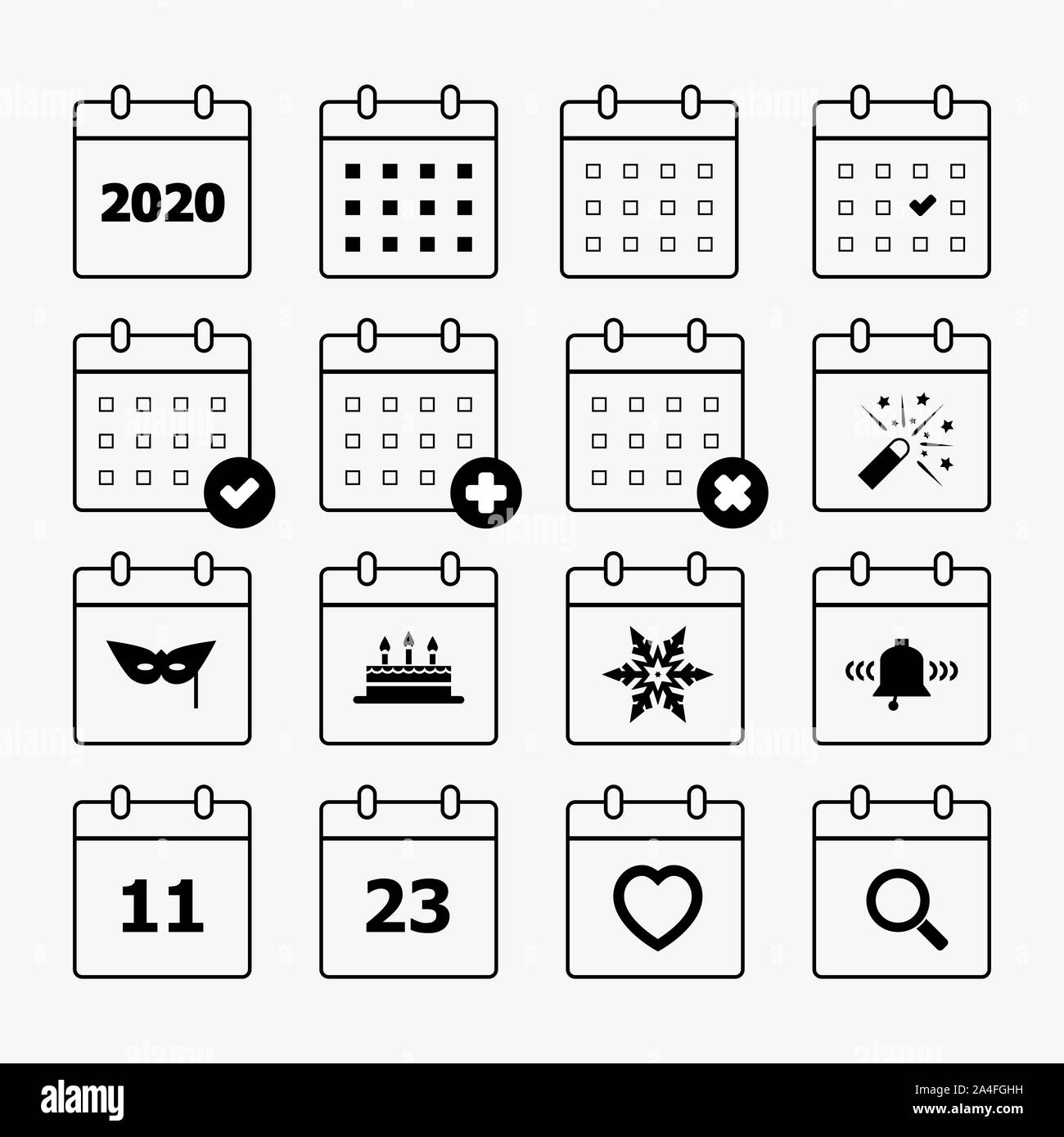 L'icône Calendrier 2020 jeu Banque D'Images