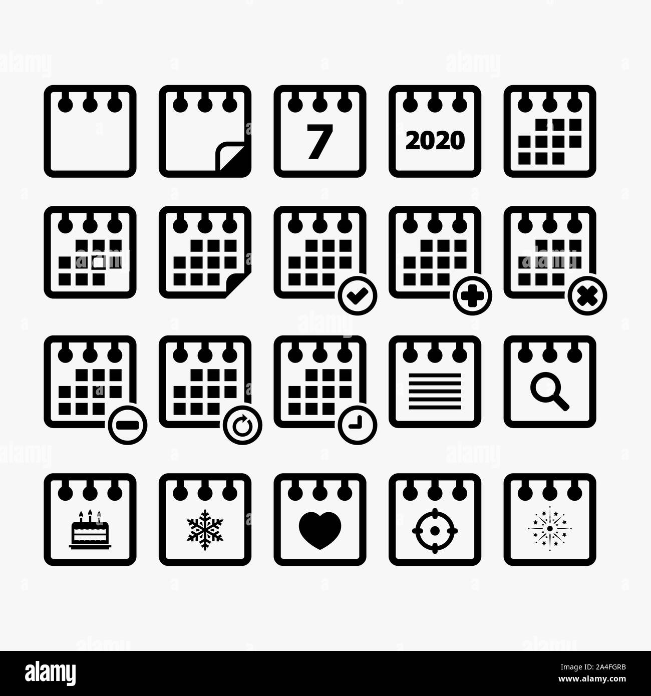 L'icône Calendrier 2020 jeu Banque D'Images