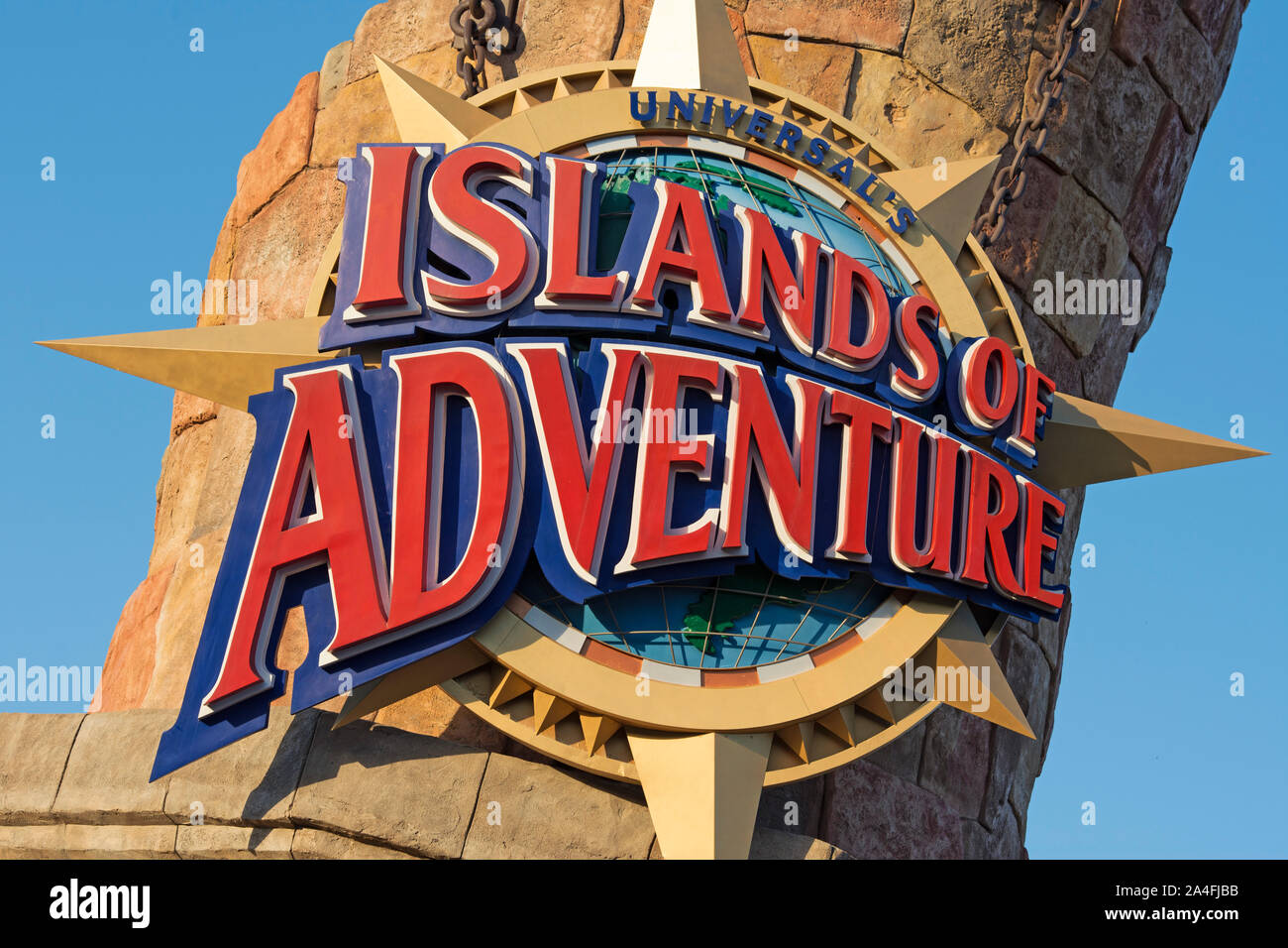 Islands of Adventure Tour,phare Pharos Signe, Universal Studios, Orlando, Floride, USA Banque D'Images