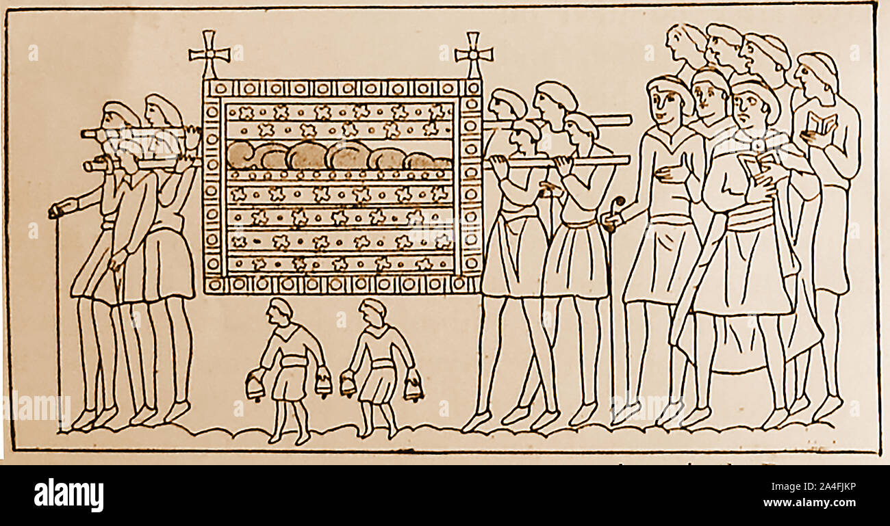 La procession funéraire d'Édouard le Confesseur, comme illustré sur la Tapisserie de Bayeux Banque D'Images