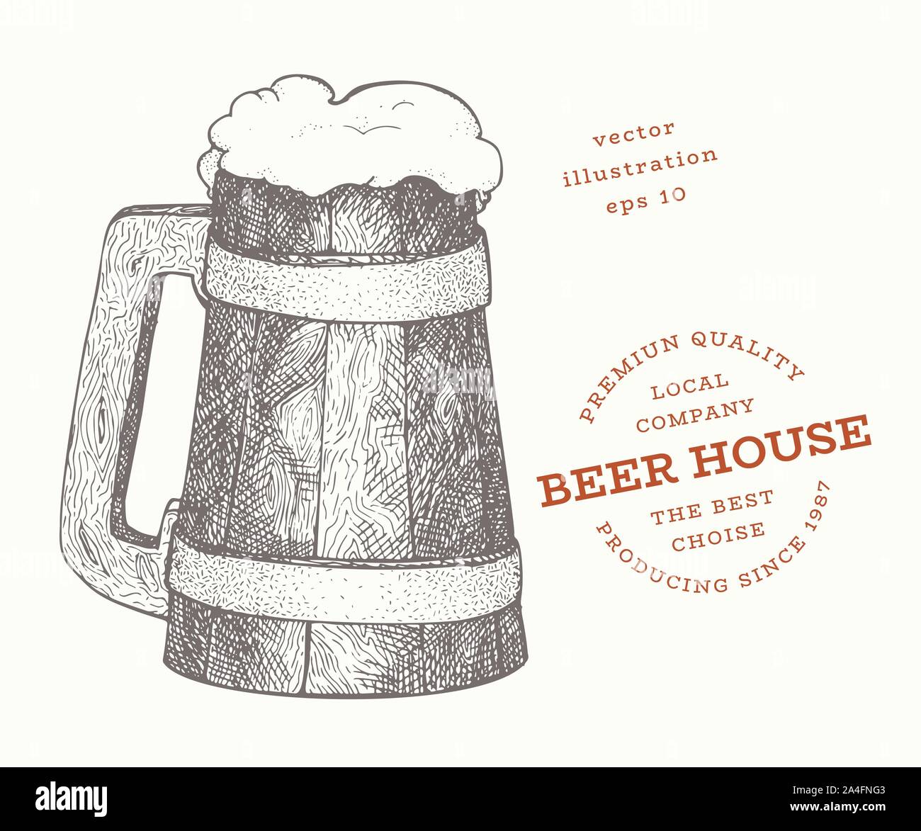 Beer mug illustration. Hand drawn vector illustration pub boissons. Style gravé. Brasserie Vintage illustration. Illustration de Vecteur