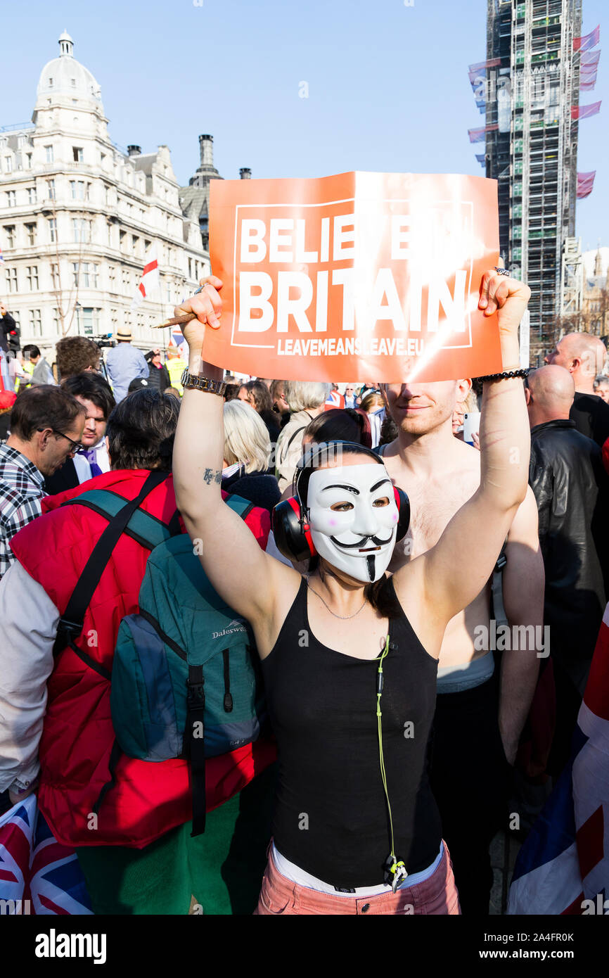 Londres, Royaume-Uni. Pro-Brexit de protestation. Banque D'Images