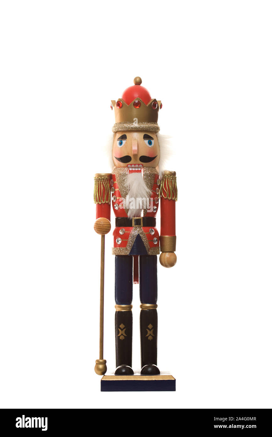 Poupée king Casse-noisette isolées sur fond blanc Banque D'Images