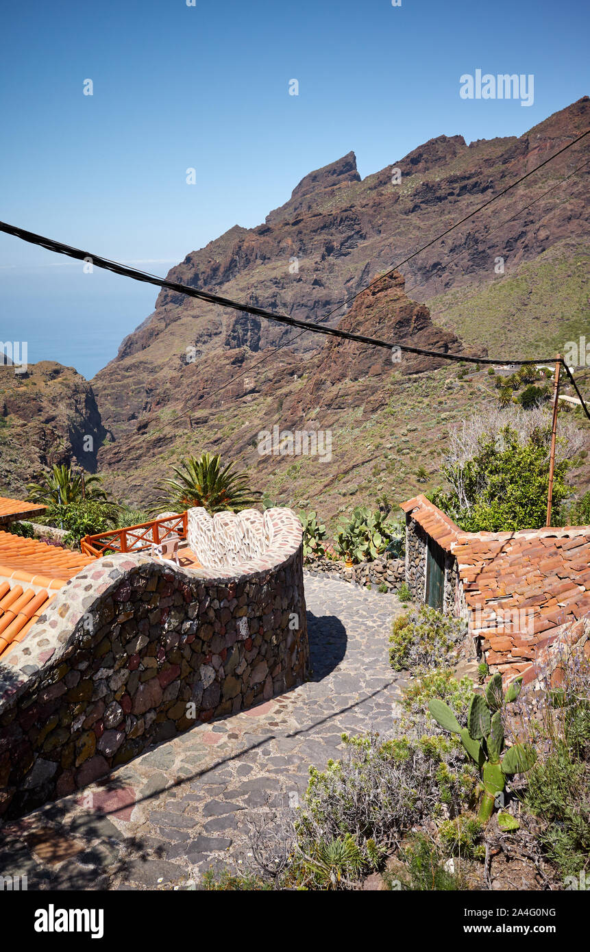 Ruelle de Masca Mountain Village, Tenerife, Espagne. Banque D'Images Ruelle de Masca Mountain Village, Tenerife, Espagne. Banque D'Images
