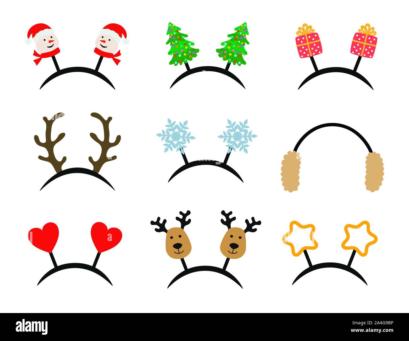 Ensemble d'accessoires de Noël pour fête de carnaval Illustration de Vecteur