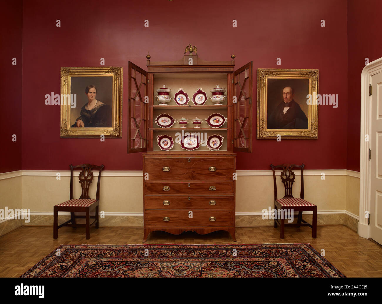 Étude de Truman, vaisselier et des portraits, Blair House, situé en face de la Maison Blanche, Washington, D.C. Banque D'Images Étude de Truman, vaisselier et des portraits, Blair House, situé en face de la Maison Blanche, Washington, D.C. Banque D'Images