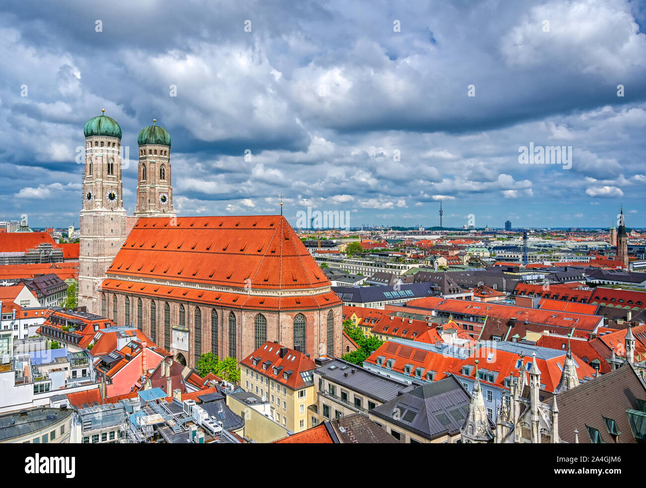 L'église Frauenkirche, ou Notre-dame) situé à Munich, Bavière, Allemagne. Banque D'Images