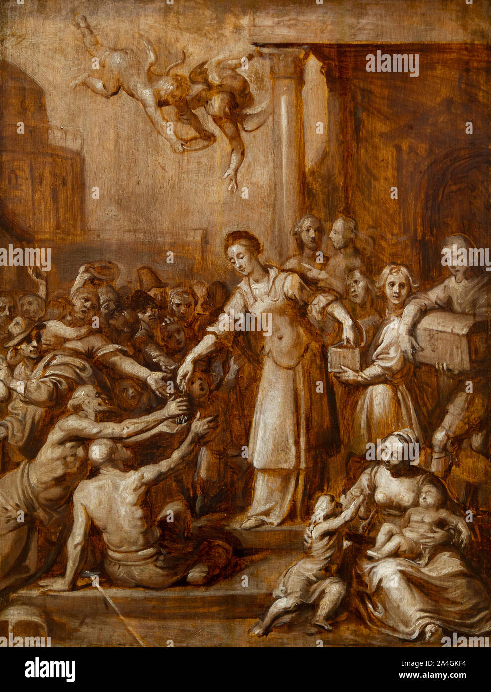 Sainte Elisabeth de Hongrie (Thuringe) de la distribution d'aumônes. De Marten Pepyn (1575-1643). Musée des Beaux-Arts de Valenciennes, France. Banque D'Images