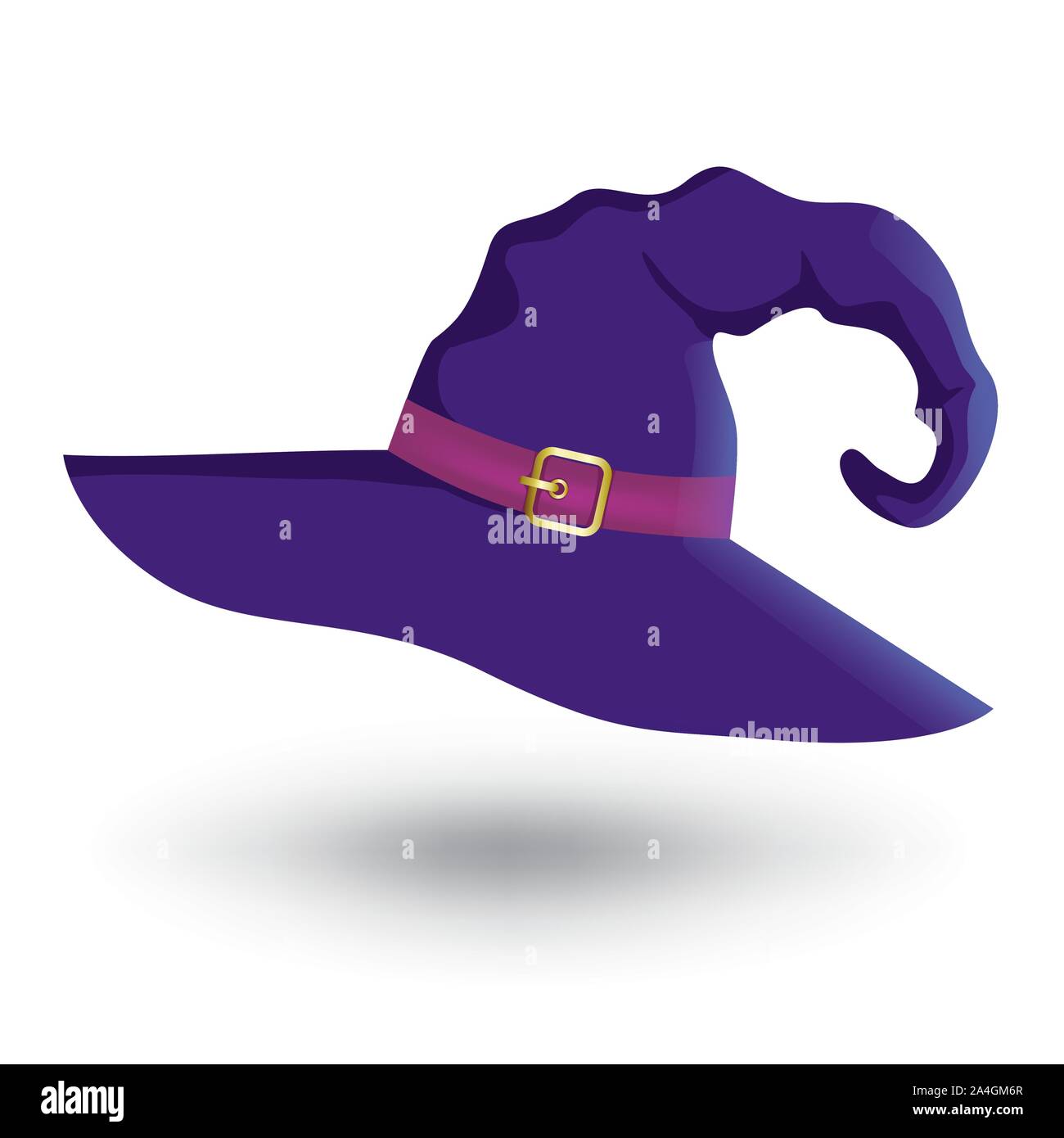 Vector illustration d'un cartoon Halloween Chapeau de sorcière. Chapeau de sorcière avec boucle isolé sur fond blanc. L'élément de conception pour l'Halloween. Illustration de Vecteur