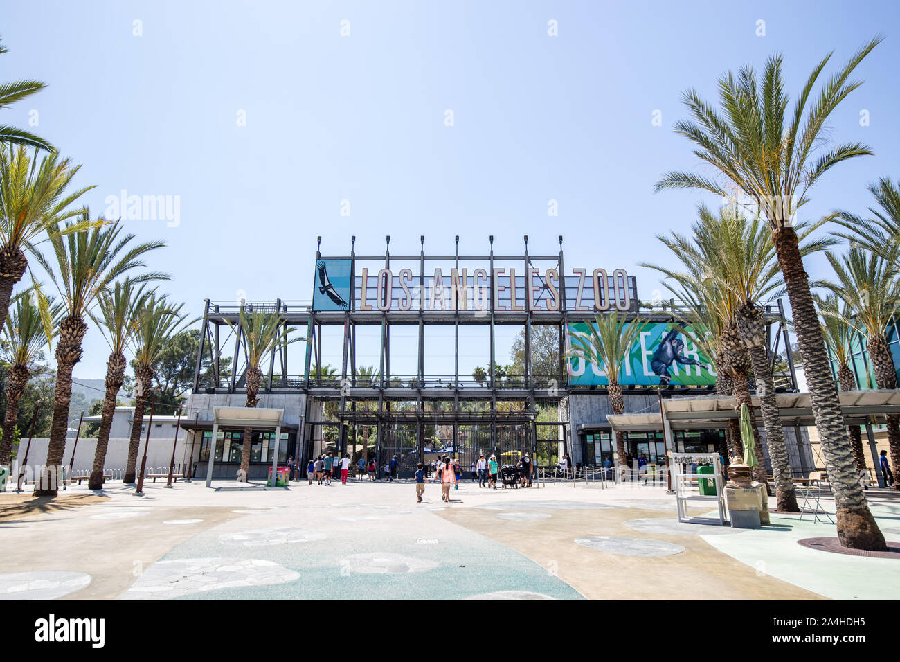 Entrée du zoo de Los Angeles et les Jardins Botaniques de Los Angeles, Californie Banque D'Images