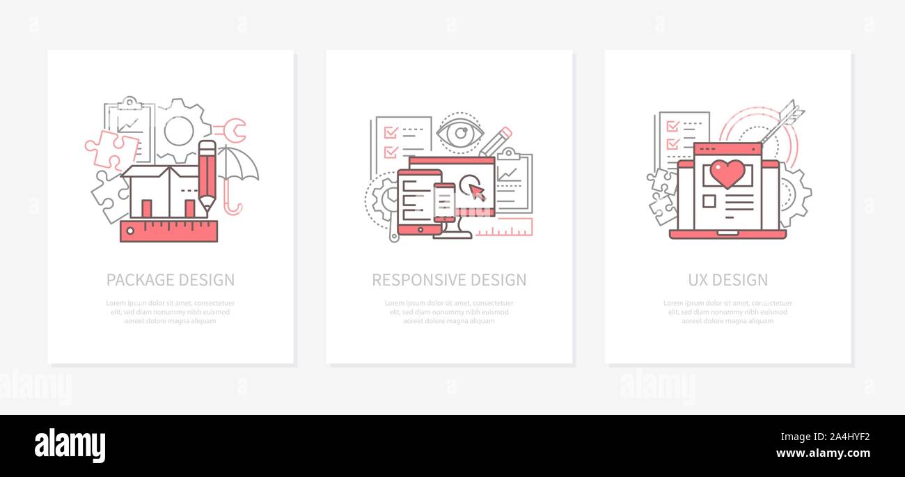Types de conception - ligne style design icons set Illustration de Vecteur