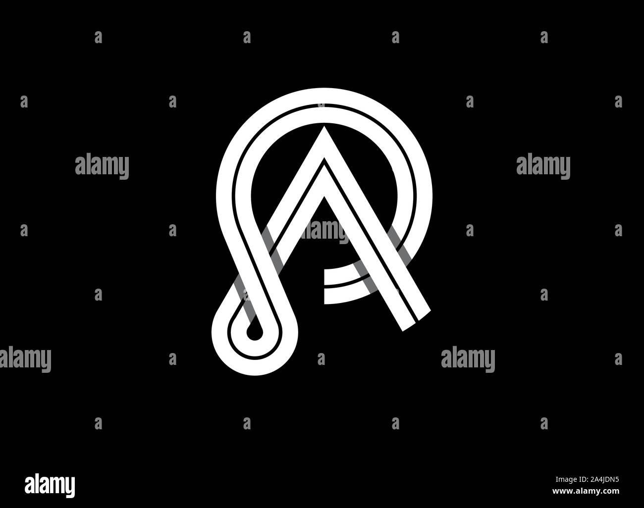 Une lettre minimaliste design logo noir et blanc modèle Illustration de Vecteur