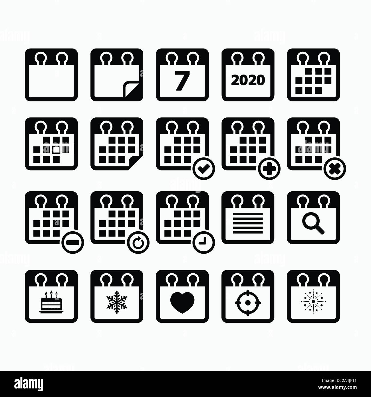 L'icône Calendrier 2020 jeu Illustration de Vecteur