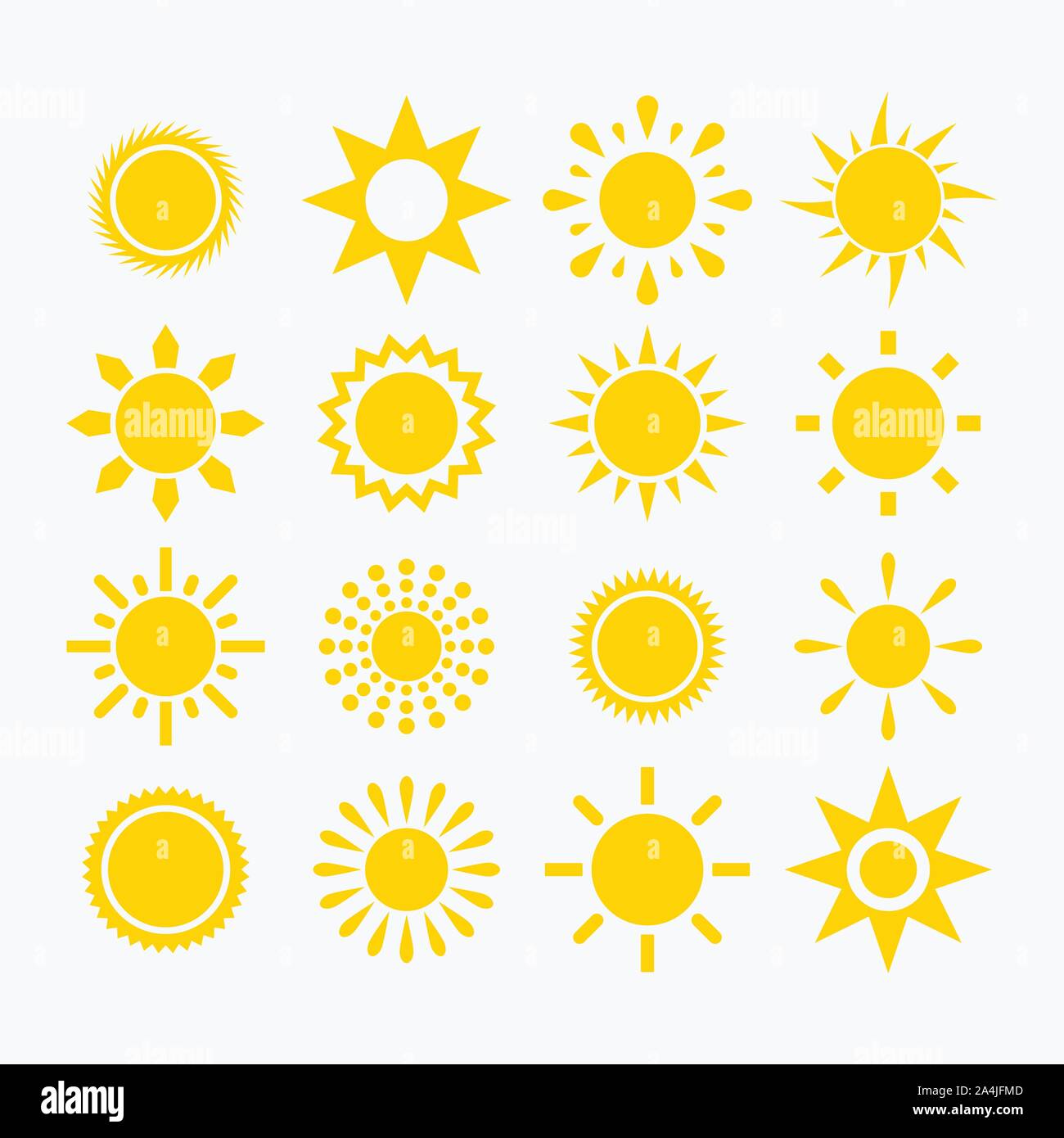 Jeu d’icônes soleil Illustration de Vecteur
