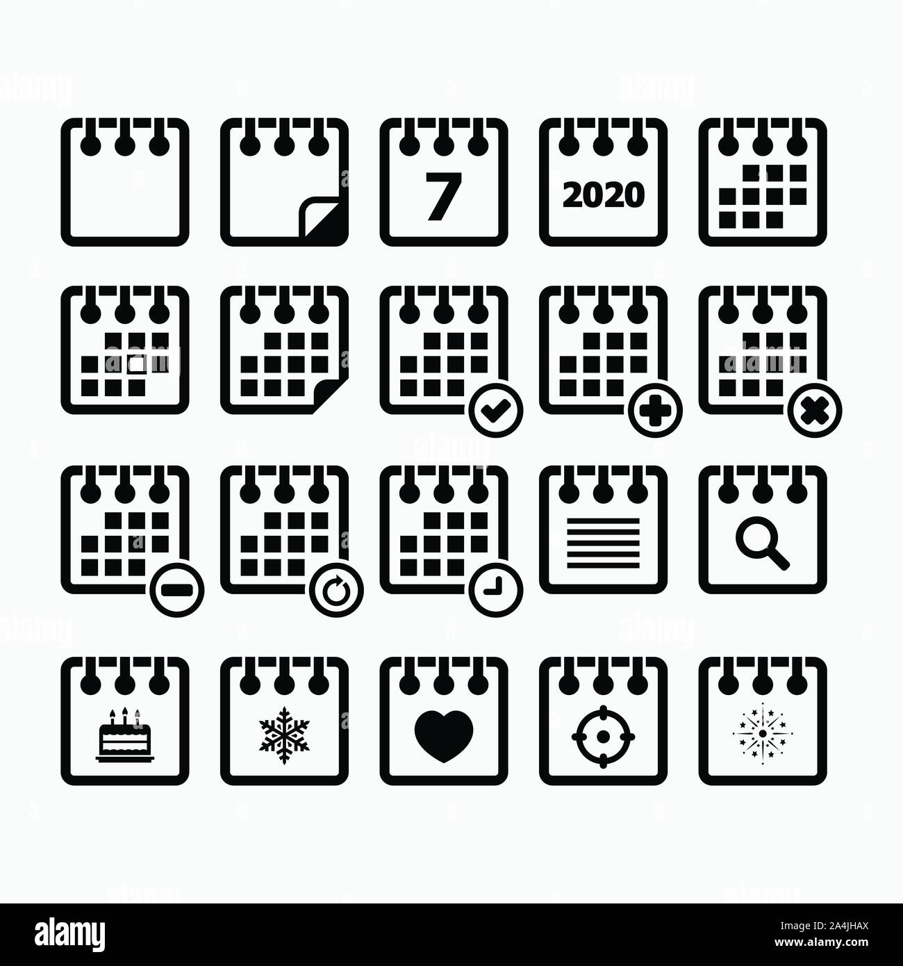 L'icône Calendrier 2020 jeu Illustration de Vecteur