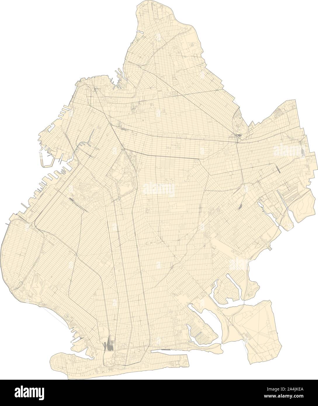 Carte Satellite de la ville de New York, Brooklyn, USA. La carte des routes, des rocades et autoroutes, rivières, lignes de chemin de fer. Carte de transport Illustration de Vecteur