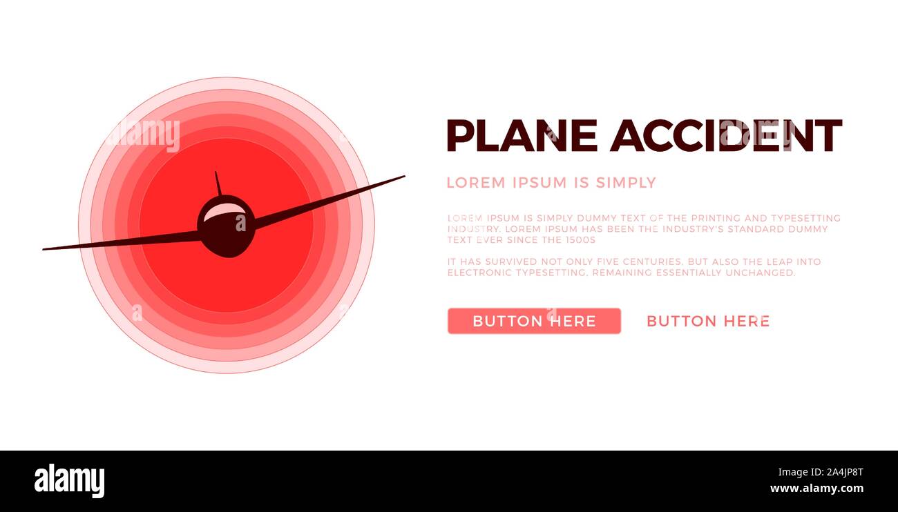 Icône vecteur d'accidents d'avion - Cercle rouge et en avion avec l'espace pour le texte. Cette illustration est le mieux pour le support d'impression, web design, de la conception de l'application-nous Illustration de Vecteur