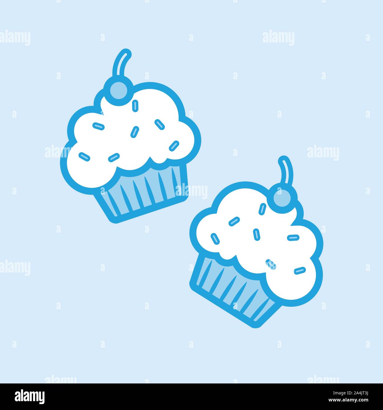 Icône Vecteur Muffins Cupcakes bleu simple Illustration de Vecteur