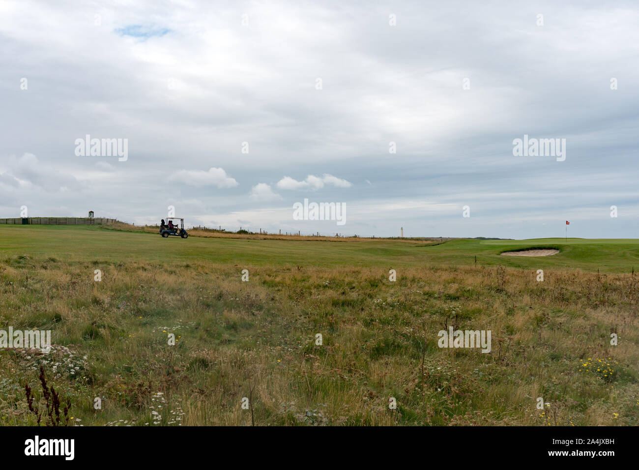 Etretat, Seine-Maritime / France - 14 août 2019 : les gens ont plaisir à jouer le golf d'Etretat sur la côte normande Banque D'Images