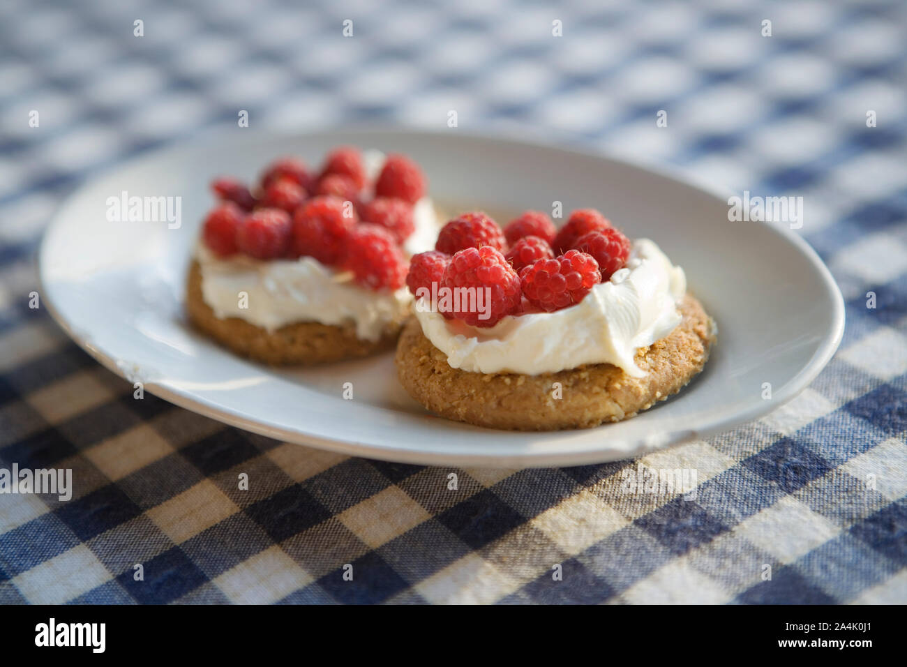 Mascapone et framboise biscuit Banque D'Images