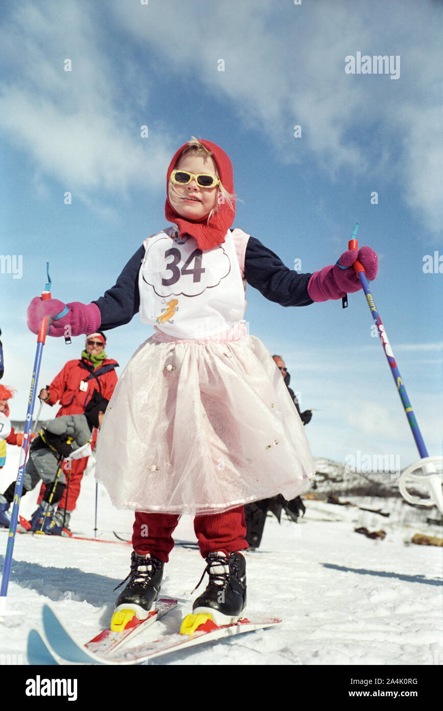 Ski fille, Norvège Banque D'Images