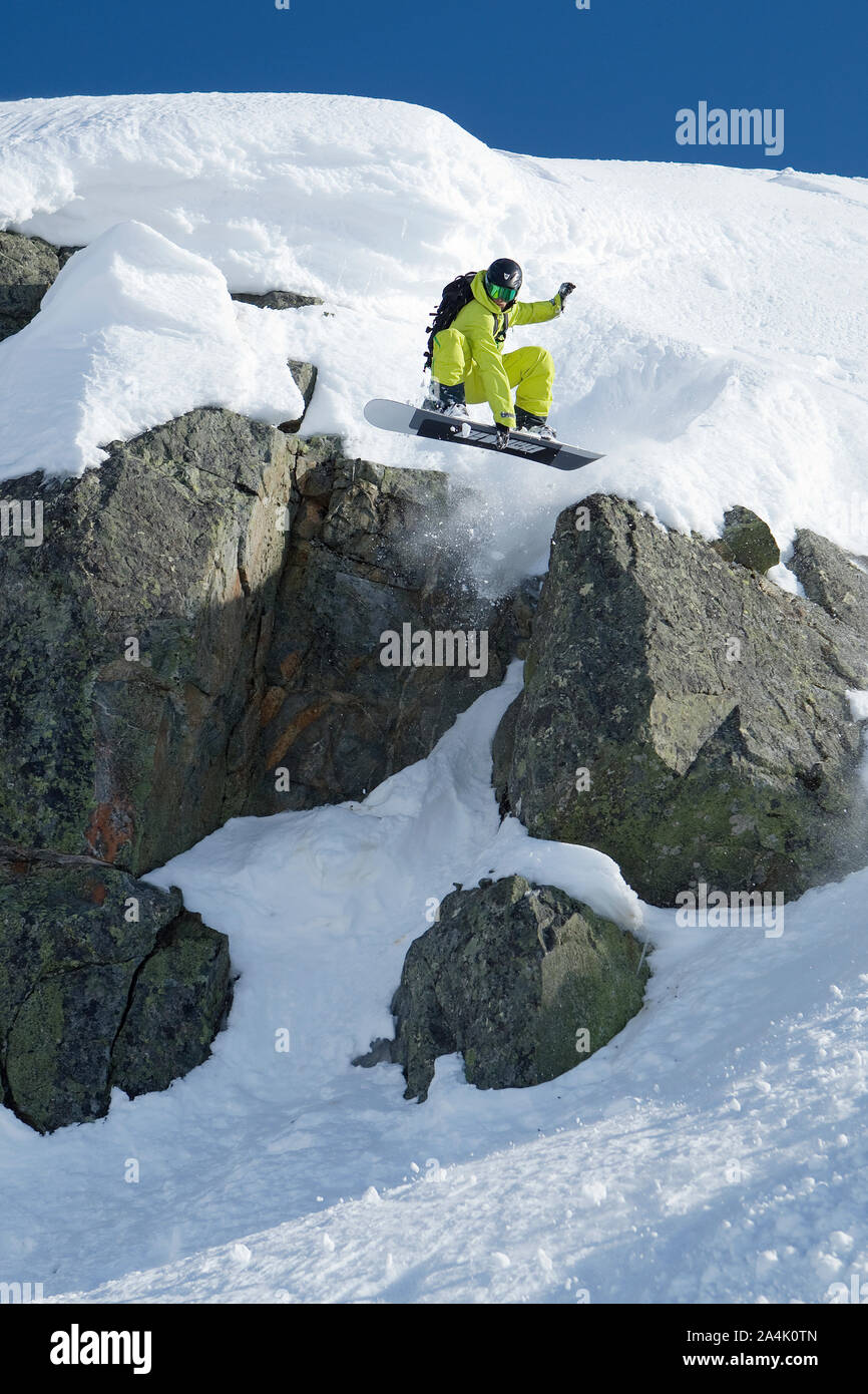 Snowboard à Hemsedal, Norvège Banque D'Images