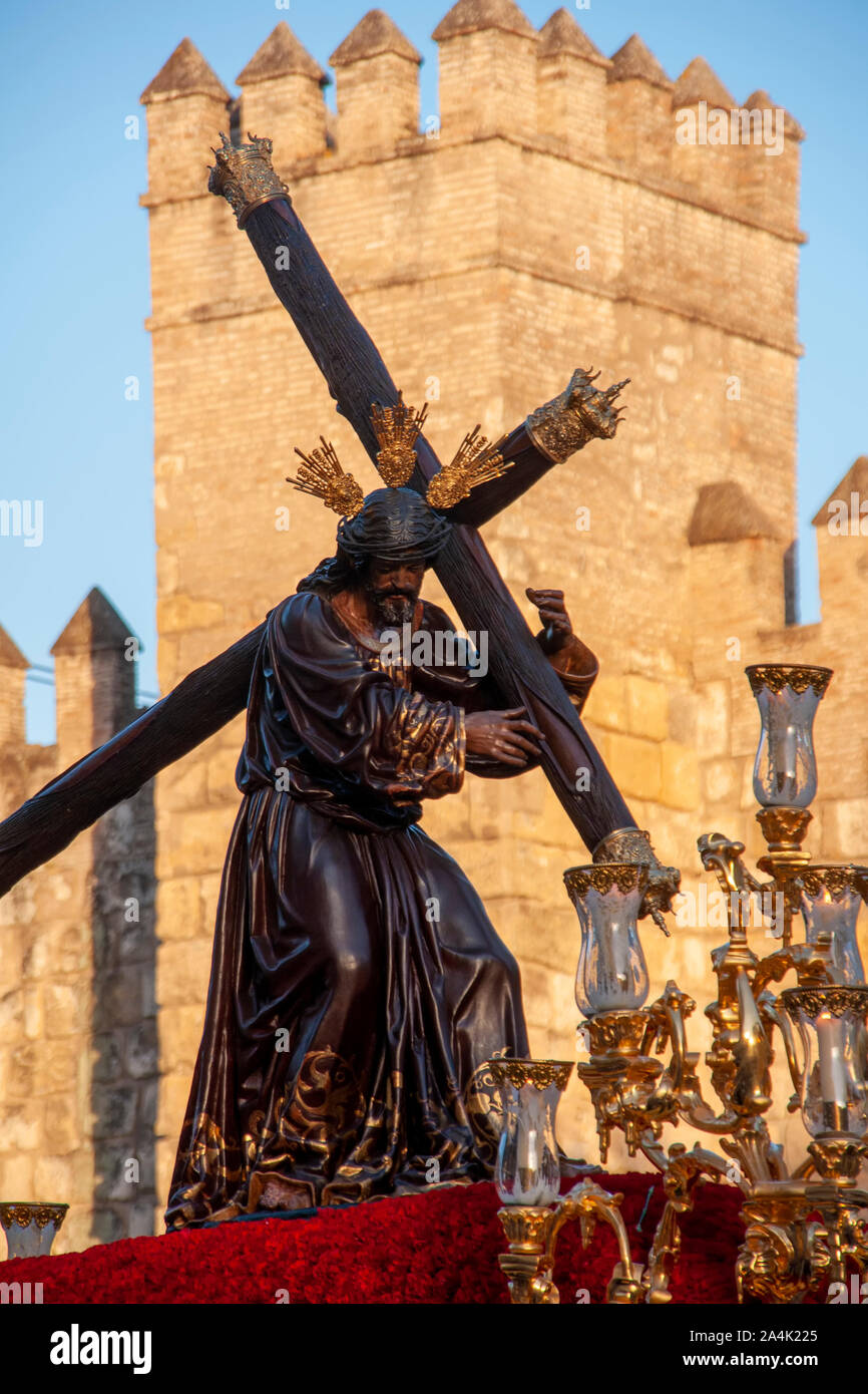 Le Christ de la santé de la confrérie de la Candelaria, la semaine sainte à Séville Banque D'Images