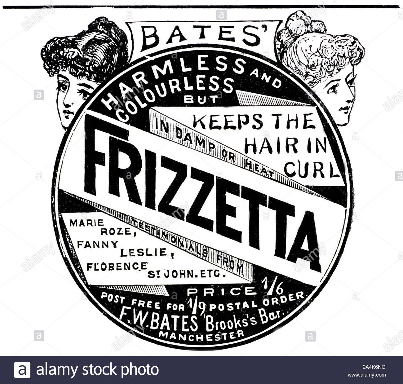 L'ère victorienne, Frizzetta Lotion Capillaire, vintage advertising de 1896 Banque D'Images