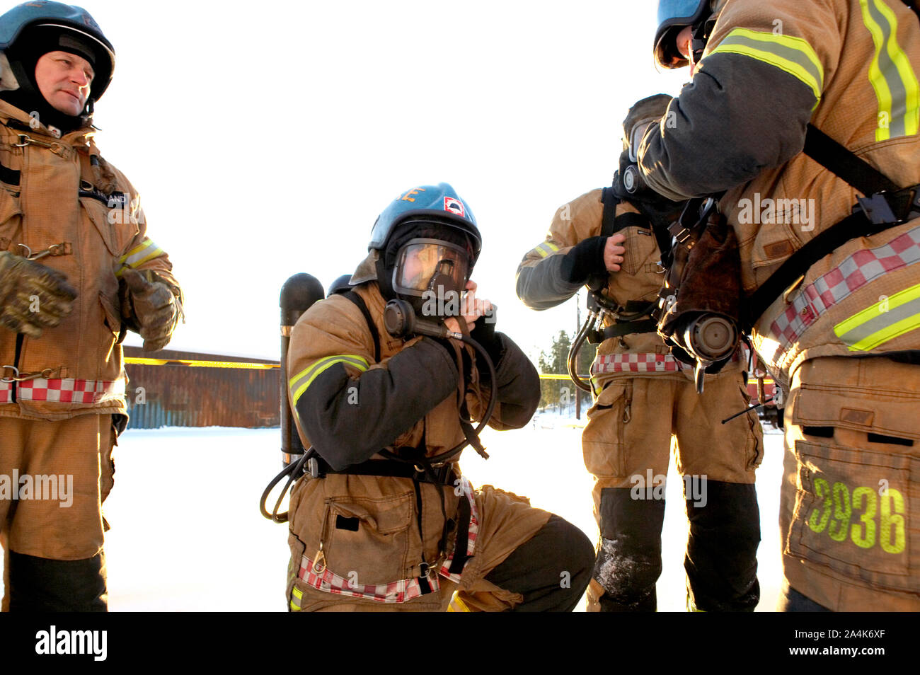 Les Pompiers au travail en Norvège Banque D'Images